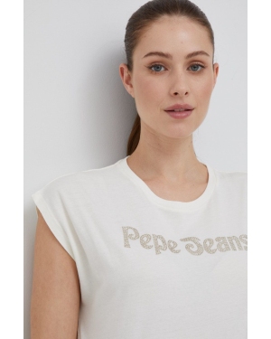 Pepe Jeans t-shirt bawełniany kolor beżowy