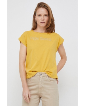 Pepe Jeans t-shirt bawełniany kolor żółty