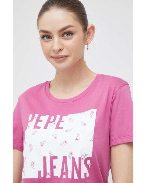 Pepe Jeans t-shirt bawełniany Lucie kolor różowy