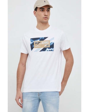 Pepe Jeans t-shirt bawełniany Rederick kolor biały z nadrukiem