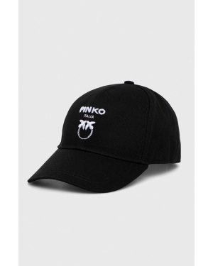 Pinko czapka z daszkiem bawełniana kolor czarny z aplikacją