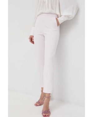 Pinko spodnie damskie kolor różowy fason cygaretki high waist