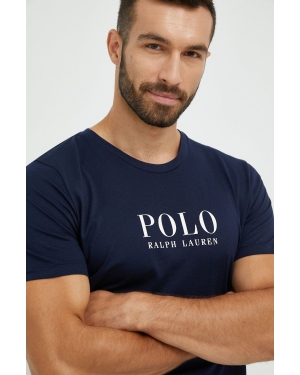Polo Ralph Lauren t-shirt piżamowy bawełniany kolor granatowy z nadrukiem