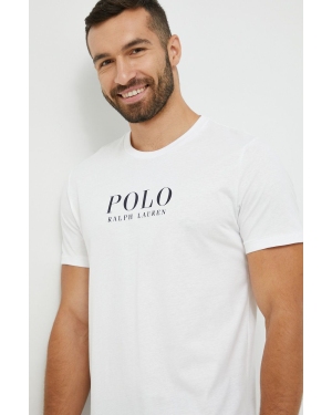 Polo Ralph Lauren t-shirt piżamowy bawełniany kolor biały z nadrukiem