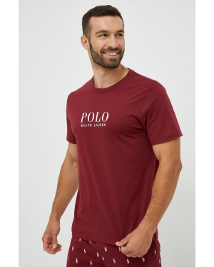 Polo Ralph Lauren t-shirt piżamowy bawełniany kolor bordowy z nadrukiem