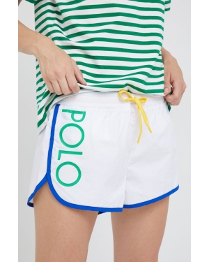 Polo Ralph Lauren szorty damskie kolor biały gładkie medium waist