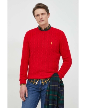 Polo Ralph Lauren sweter wełniany męski kolor czerwony lekki