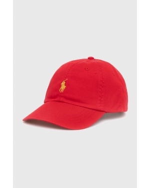 Polo Ralph Lauren czapka z daszkiem bawełniana kolor czerwony gładka