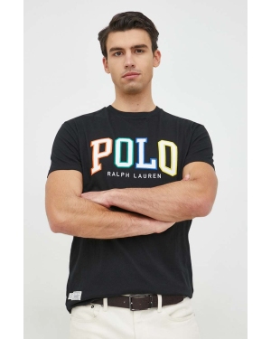 Polo Ralph Lauren t-shirt bawełniany kolor czarny z aplikacją