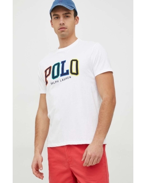 Polo Ralph Lauren t-shirt bawełniany kolor biały z aplikacją