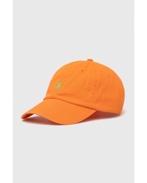 Polo Ralph Lauren czapka z daszkiem bawełniana kolor pomarańczowy z aplikacją