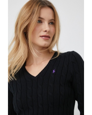 Polo Ralph Lauren sweter bawełniany kolor czarny lekki