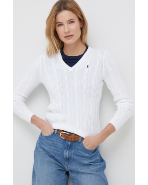 Polo Ralph Lauren sweter bawełniany kolor biały lekki
