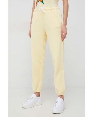 Polo Ralph Lauren spodnie dresowe kolor żółty gładkie