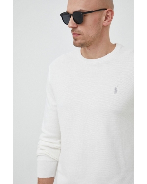 Polo Ralph Lauren sweter bawełniany męski kolor biały lekki