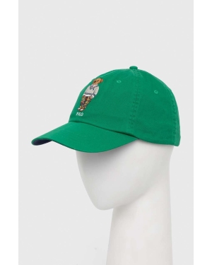 Polo Ralph Lauren czapka z daszkiem bawełniana kolor zielony z aplikacją