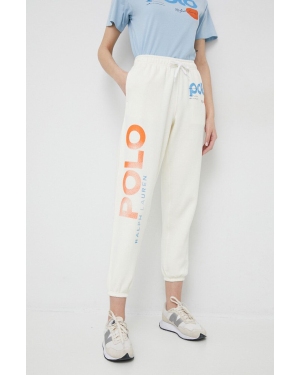Polo Ralph Lauren spodnie dresowe kolor beżowy wzorzyste