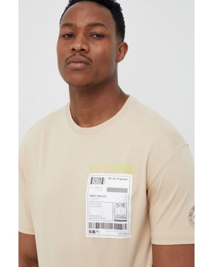 Puma t-shirt bawełniany kolor beżowy z aplikacją 536315-01