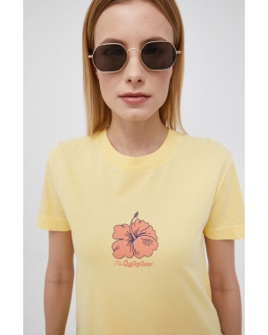Quiksilver t-shirt bawełniany kolor żółty