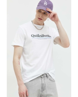 Quiksilver t-shirt bawełniany kolor biały z nadrukiem