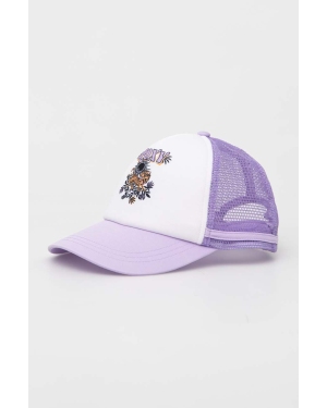 Roxy czapka z daszkiem kolor fioletowy z nadrukiem
