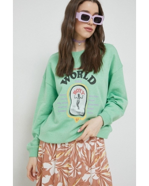 Roxy bluza damska kolor zielony z nadrukiem