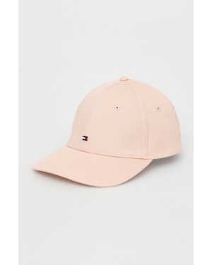 Tommy Hilfiger czapka bawełniana kolor różowy gładka