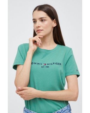 Tommy Hilfiger t-shirt bawełniany kolor zielony