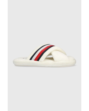 Tommy Hilfiger kapcie COMFY HOME SLIPPERS WITH STRAPS kolor beżowy