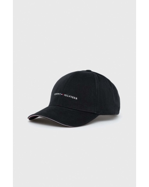 Tommy Hilfiger czapka z daszkiem bawełniana kolor czarny z aplikacją