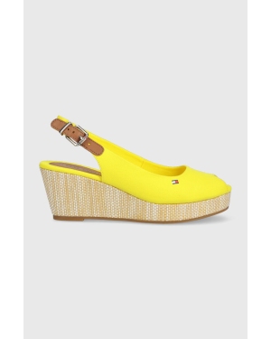 Tommy Hilfiger sandały damskie kolor żółty na koturnie