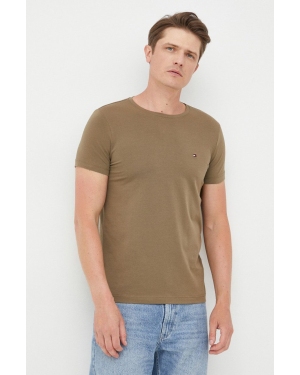 Tommy Hilfiger t-shirt męski kolor zielony gładki