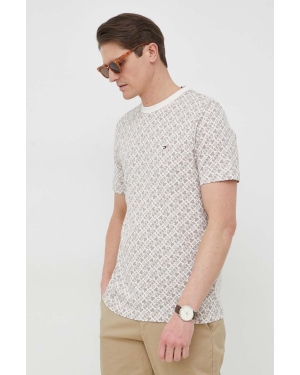Tommy Hilfiger t-shirt bawełniany kolor beżowy wzorzysty