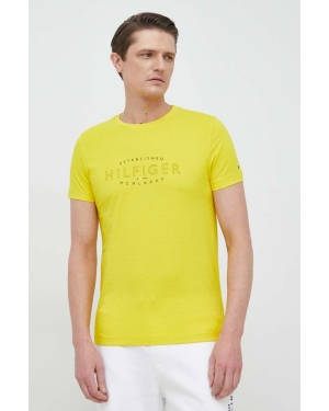 Tommy Hilfiger t-shirt bawełniany kolor żółty z nadrukiem