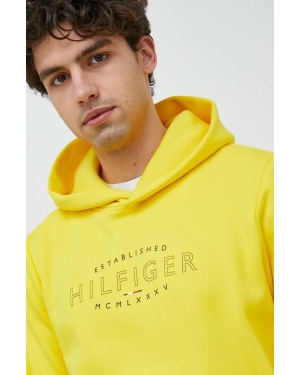 Tommy Hilfiger bluza męska kolor żółty z kapturem z nadrukiem