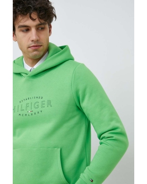 Tommy Hilfiger bluza męska kolor zielony z kapturem z nadrukiem