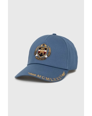 Tommy Hilfiger czapka z daszkiem bawełniana kolor niebieski z aplikacją
