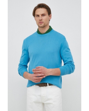 United Colors of Benetton sweter bawełniany męski kolor niebieski ciepły