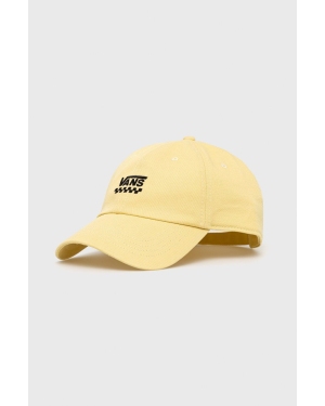 Vans czapka z daszkiem bawełniana kolor żółty gładka