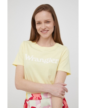 Wrangler t-shirt bawełniany kolor żółty