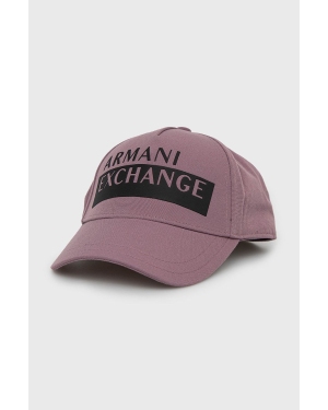 Armani Exchange czapka z daszkiem kolor fioletowy gładka