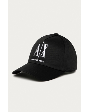 Armani Exchange czapka z daszkiem bawełniana kolor czarny