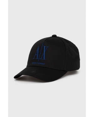 Armani Exchange czapka bawełniana kolor czarny z aplikacją