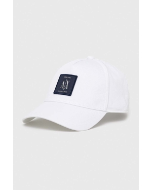 Armani Exchange czapka z daszkiem bawełniana kolor biały z aplikacją