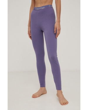 Calvin Klein Underwear Legginsy piżamowe damskie kolor fioletowy z nadrukiem