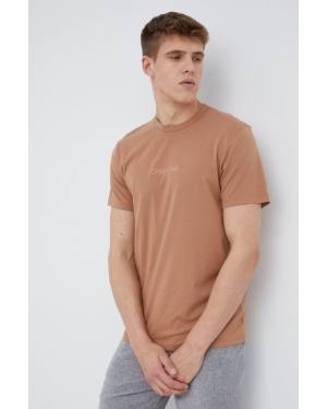 Calvin Klein Underwear t-shirt piżamowy męski kolor brązowy z aplikacją