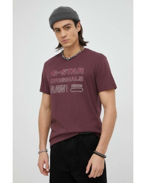 G-Star Raw t-shirt bawełniany kolor bordowy z nadrukiem
