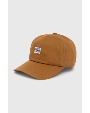 G-Star Raw czapka z daszkiem bawełniana kolor brązowy gładka