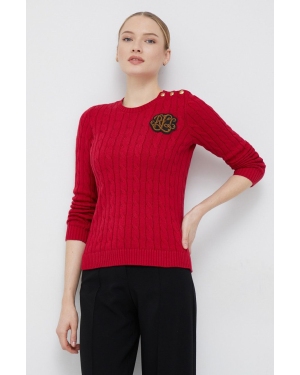 Lauren Ralph Lauren sweter bawełniany damski kolor czerwony lekki