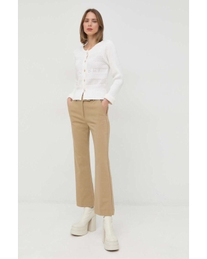 Marella spodnie Fify damskie kolor beżowy dzwony medium waist